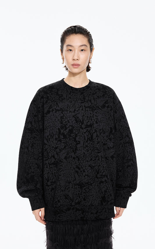 Sweatshirt / JNBY Oversized Flocked Floral Detail Pullover