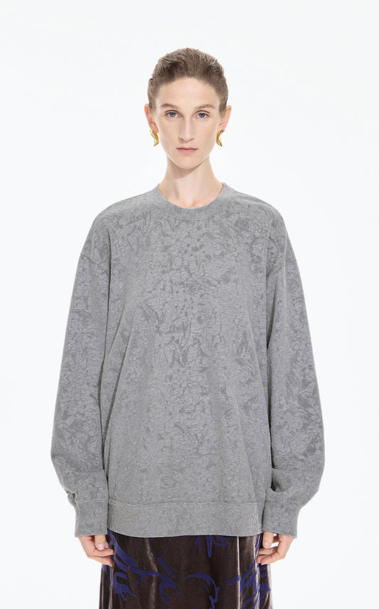 Sweatshirt / JNBY Oversized Flocked Floral Detail Pullover