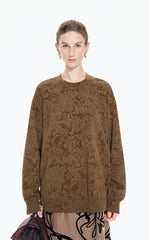 Sweatshirt / JNBY Oversized Flocked Floral Detail Pullover