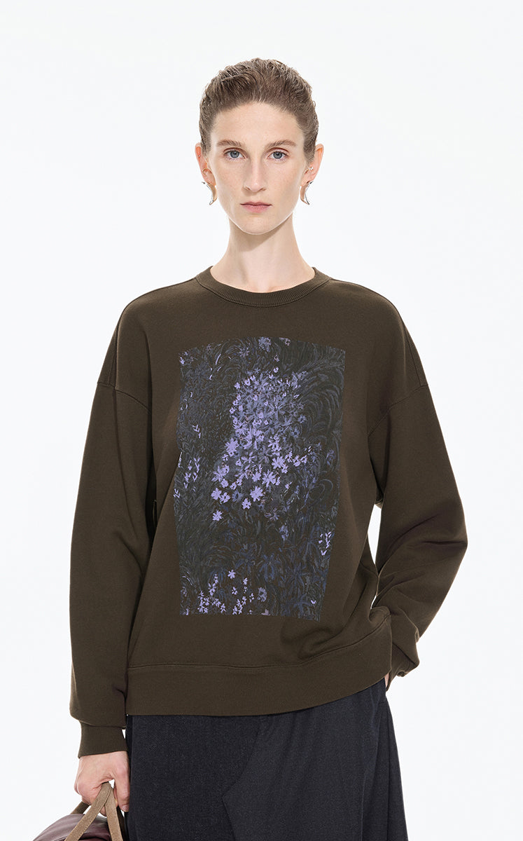 Sweatshirt / JNBY Floral motif Cotton Pullover