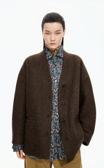 Coat / JNBY Oversize V-Neck Wool-Blend Jacket