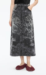Skirt / JNBY A-Line Oriental Flocked Pattern Midi skirt