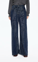 Pants /(ESG)JNBY Hand-Painted Hydrangea Wide-Leg Jeans