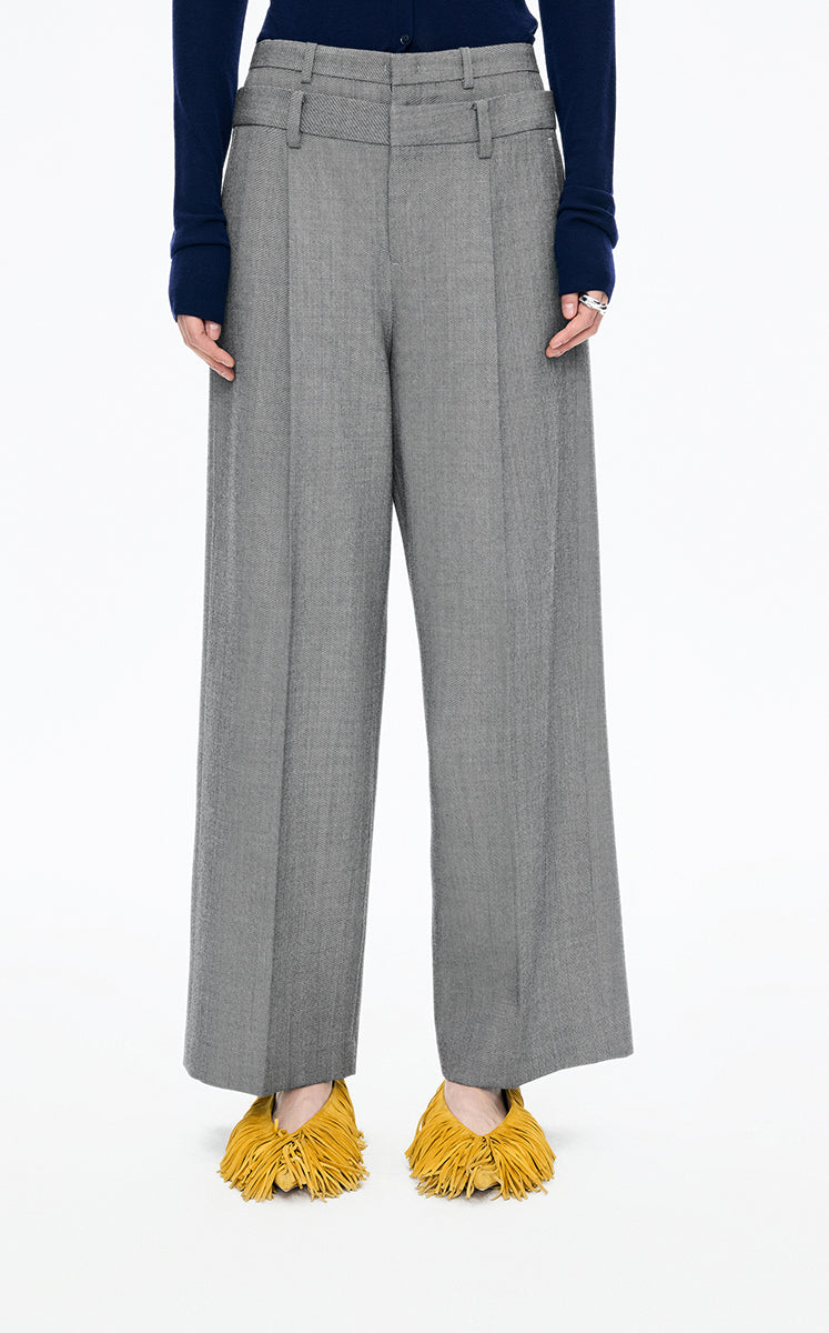 Pants / JNBY Straight-Leg Double-Waist Wool Trousers