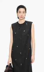 Dress / JNBY X-Line Beaded Wool Blend Dress