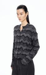 Sweater / JNBY Colorblock Wool-Blend Short Cardigan