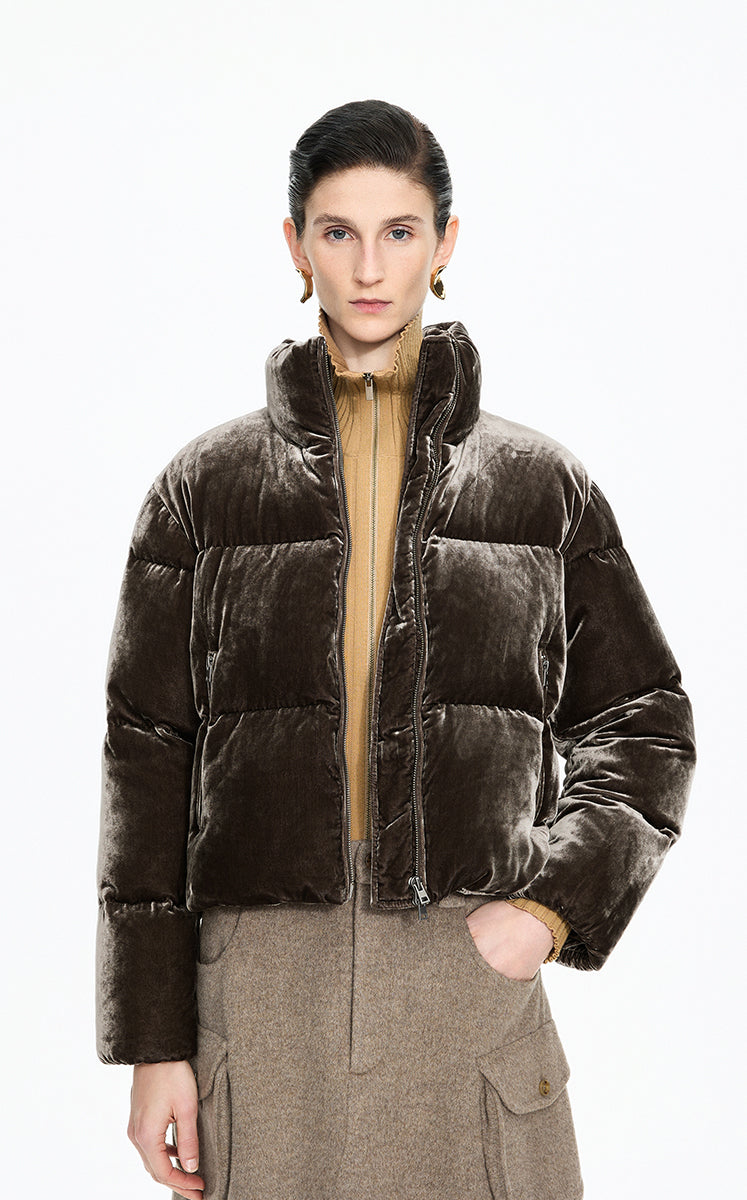 Down Coat / JNBY Stand Collar Velvet Texture Short Down Coat