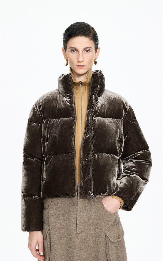 Down Coat / JNBY Stand Collar Velvet Texture Short Down Coat