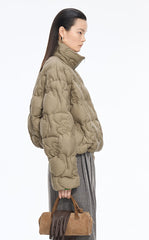 Down Coat / JNBY Quilted Stand Collar Short Down Coat