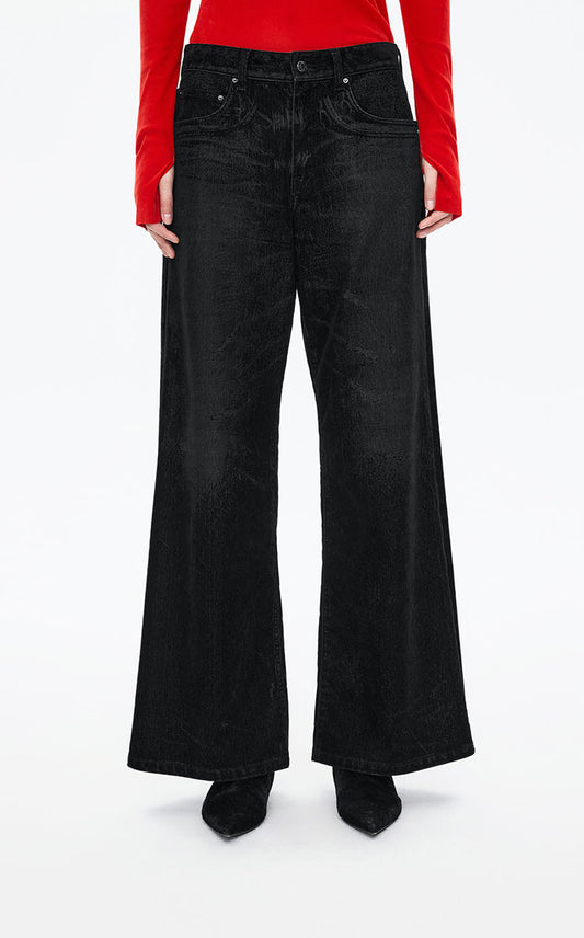 Pants / JNBY Relaxed Velvet-Flocked Wide-Leg Jeans