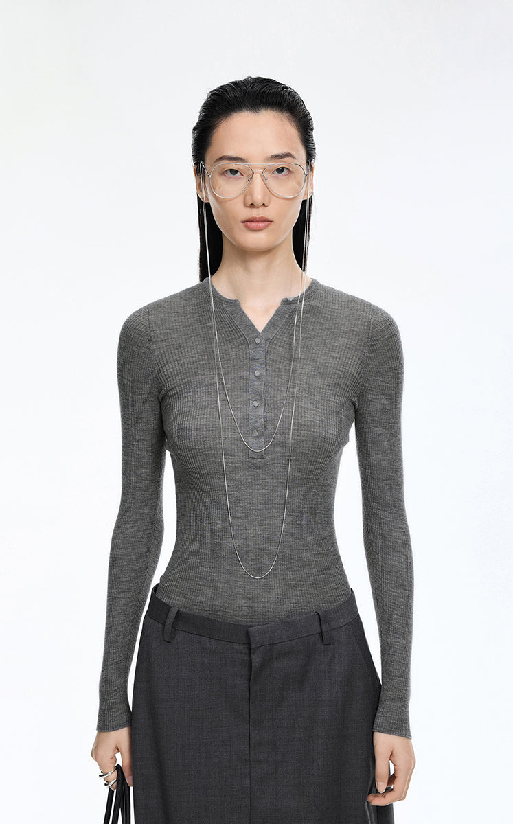 T-Shirt / JNBY Merino Ribbed Long Sleeve Tee