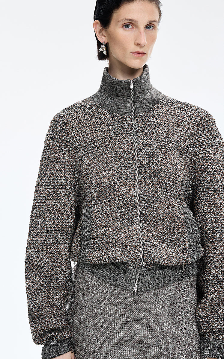 Sweater / JNBY Stand Collar Lightweight Short Cardigan