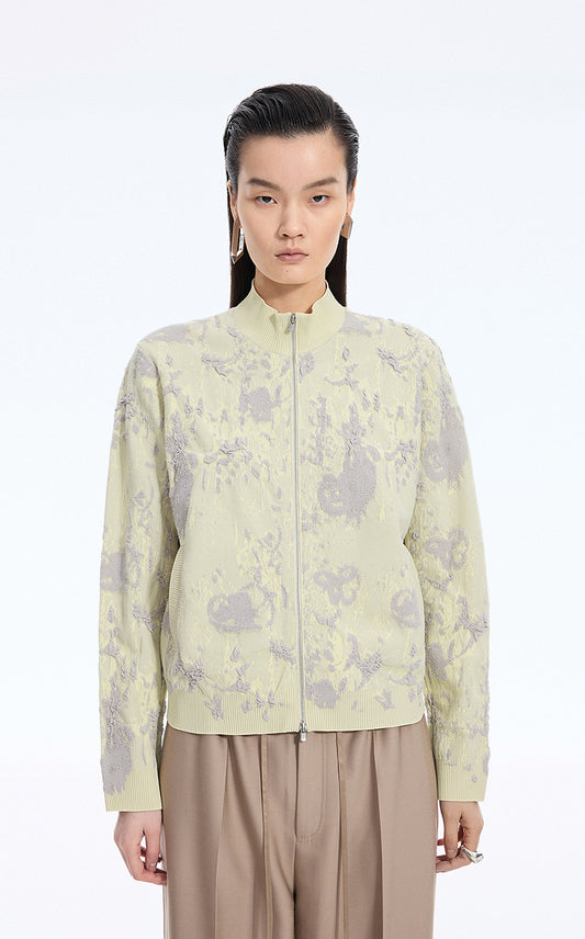 Sweater / JNBY Floral Pattern Short T-Shape Cardigan