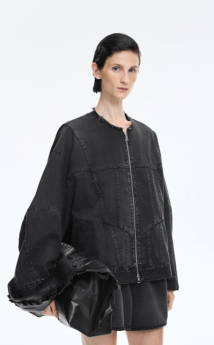 Jacket / JNBY Reconstructed Denim Collarless Jacket