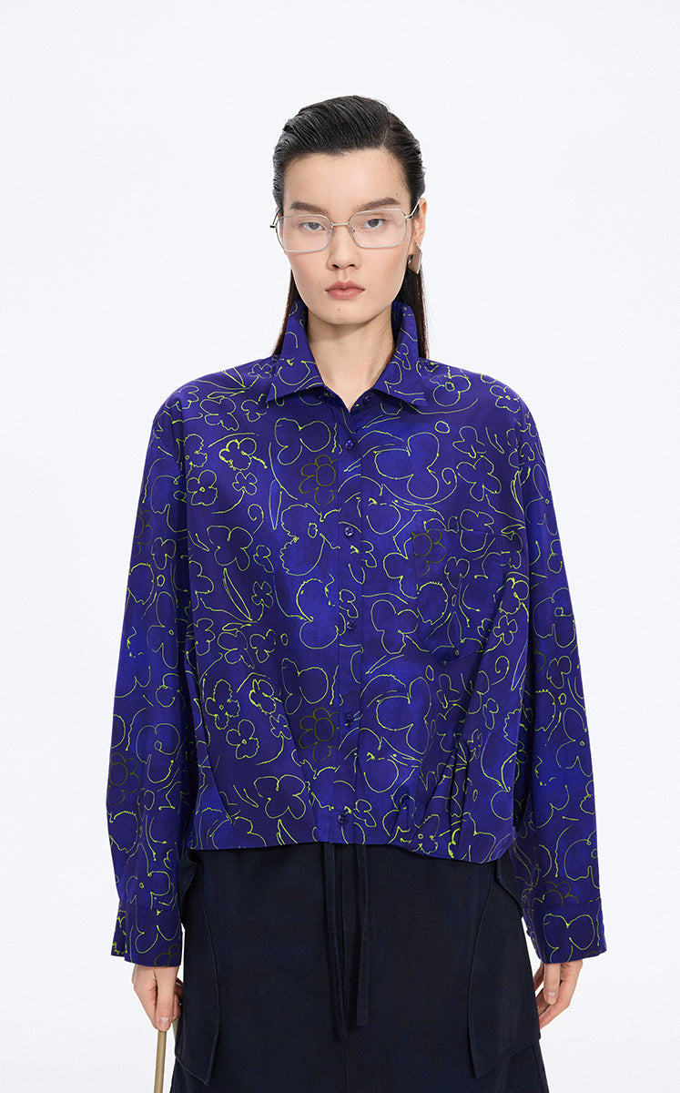 Shirt / JNBY Floral Print Cotton Long Sleeve Shirt