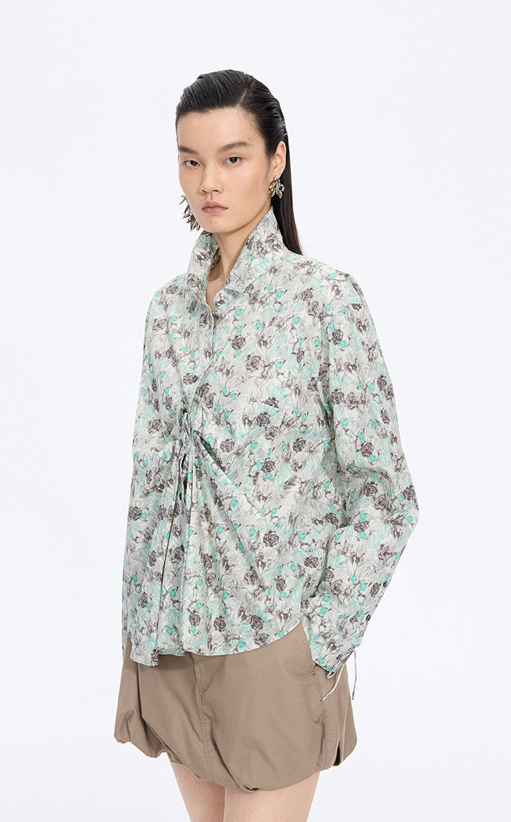 Shirt / JNBY Watercolor Tulip Oversized Cotton Shirt