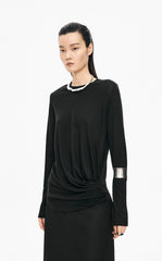 T-Shirt / JNBY Wool Blend Ruched Long Sleeve Tee