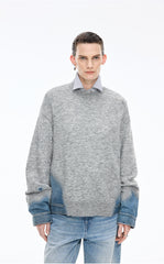 Sweater / JNBY  Oversized Knitted Denim Panel Pullover