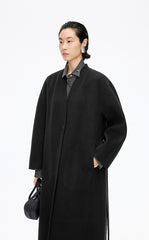 Coat / JNBY Collarless Longline Wool Double-Face Coat