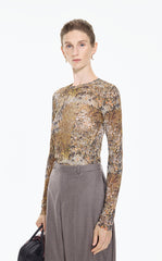 T-Shirt / JNBY Slim Fit Graphic Long Sleeve Tee