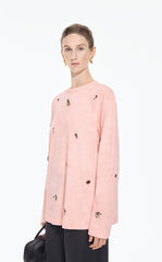 T-Shirt / JNBY Beaded Cotton Long Sleeve Tee