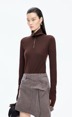 T-Shirt / JNBY Slim Fit Merino Wool Zip Neck Tee