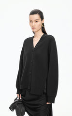 Sweater / JNBY Wool-Silk Longline Open Cardigan