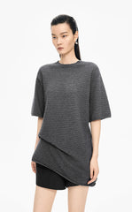 Sweater / JNBY Wool Blend Pintuck Short Sleeve Pullover