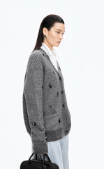 Sweater / JNBY Textured Beaded Wool Cardigan