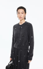 Sweater / JNBY Beaded Short Animal Fibers Cardigan