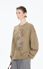 Sweatshirt / JNBY Floral motif Cotton Pullover
