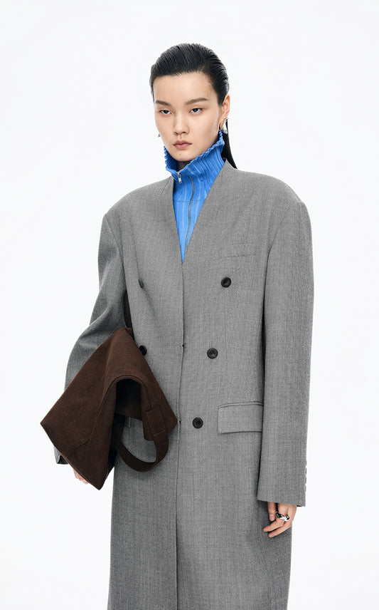 Trench Coat / JNBY Wool-Blend Long T-Cut Trench Coat