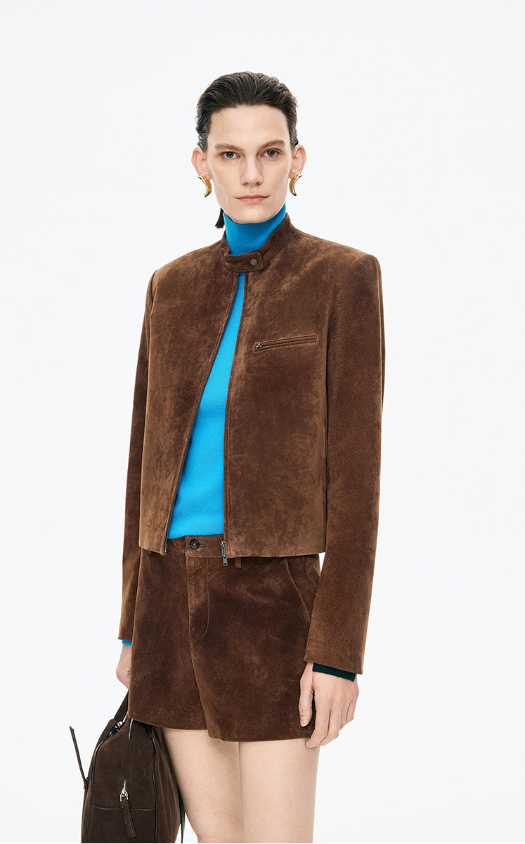 Coat / JNBY Cropped Suede Pigskin Jacket