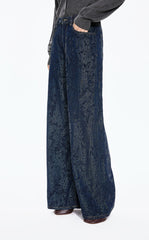 Pants /(ESG)JNBY Hand-Painted Hydrangea Wide-Leg Jeans