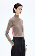 Sweater / JNBY Colorblock Wool Turtleneck Sweater