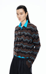 Sweater / JNBY Colorblock Wool-Blend Short Cardigan