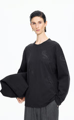 T-Shirt / JNBY Ripple Crystal Cotton Long-Sleeve Tee