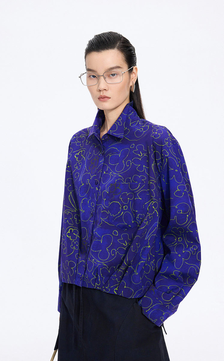 Shirt / JNBY Floral Print Cotton Long Sleeve Shirt