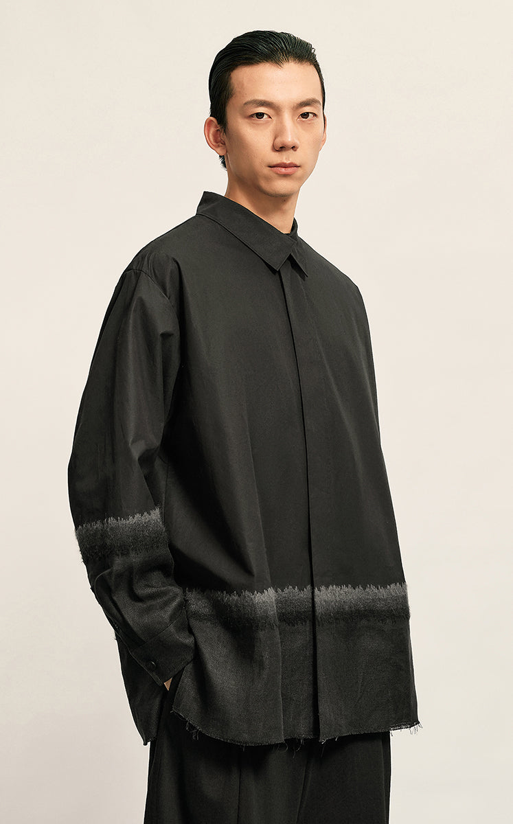 Shirt / CROQUIS Needle-Spliced Oversized Cotton-Linen Poplin Shirt
