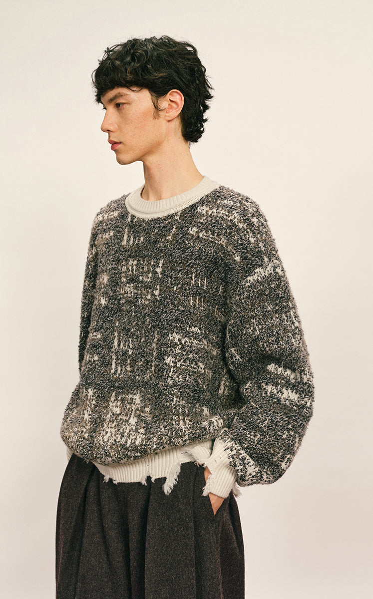 Sweater / CROQUIS Gold-Jacquard Gradient Check Sweater