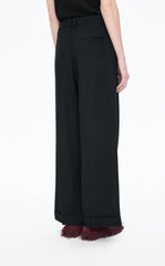Pants / JNBY Wool Jacquard Cuffed Wide-Leg Pants