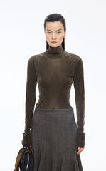 T-Shirt / JNBY Slim-Fit Velvet Long-Sleeve T-Shirt