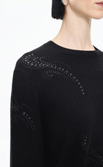 Sweater / JNBY Wool-Cashmere Ripple Crystal Embellished Pullover