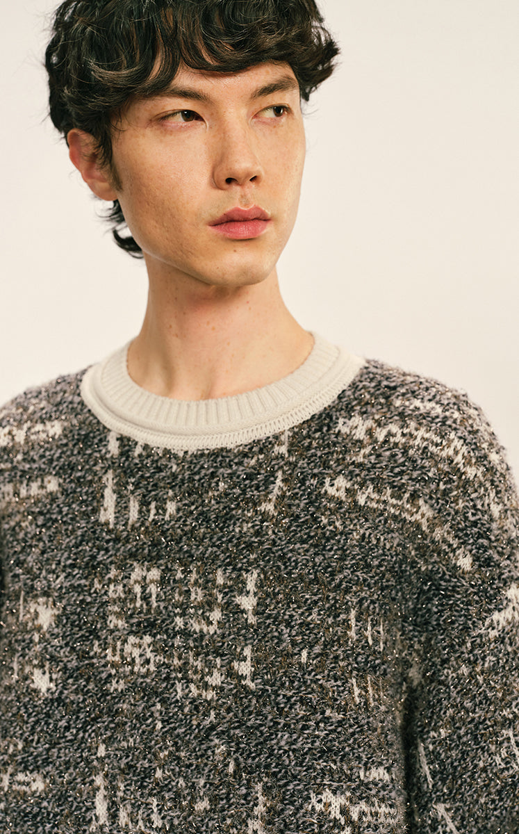Sweater / CROQUIS Gold-Jacquard Gradient Check Sweater