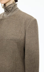 Coat / JNBY Double-Faced Collarless Wool Blend Coat