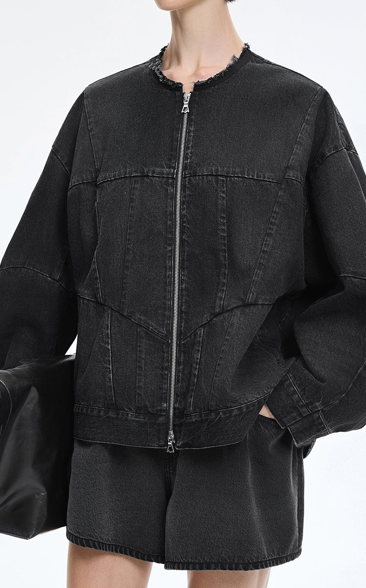 Jacket / JNBY Reconstructed Denim Collarless Jacket