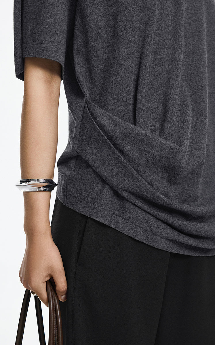 T-Shirt / JNBY Cotton Relaxed Fold Hem Tee