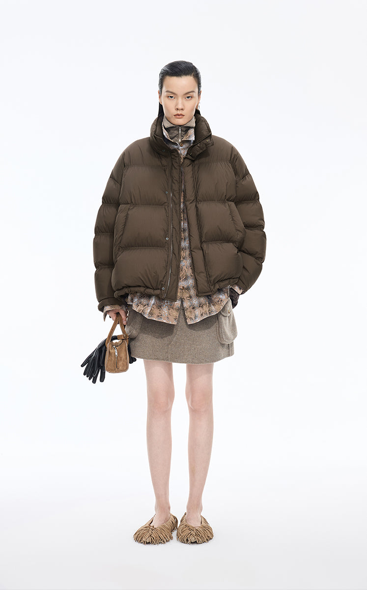 Down Coat / JNBY Oversized Jacquard Mid-Length Down Coat