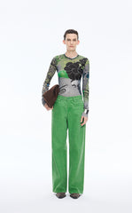 Pants / JNBY Coated Straight-Leg Extra-Long Jeans