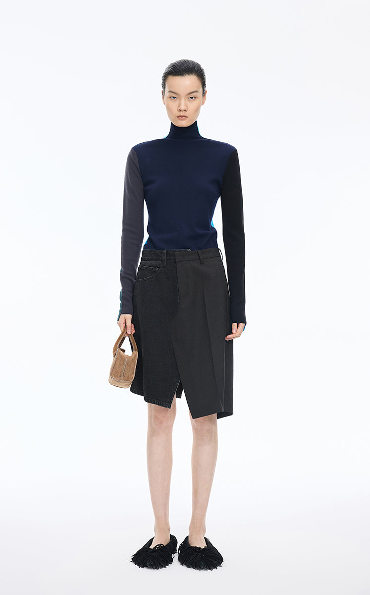 Skirt / JNBY A-line Irregular Cut Cotton Midi Skirt